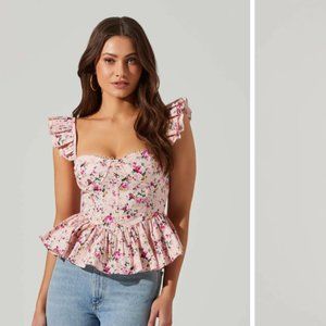ASTR the label baylin floral corset peplum top